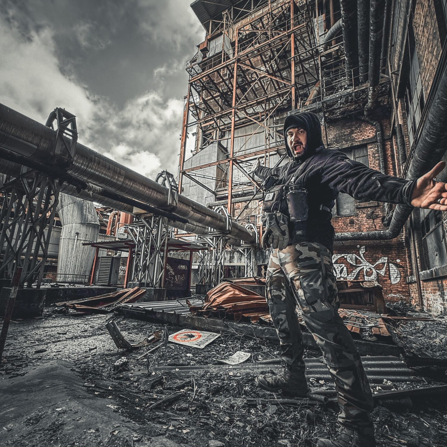 david cosz in einem Fabrikgelände